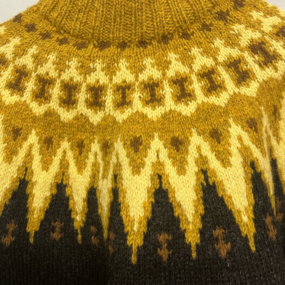 Mustard and Charcoal Fair Isle Wool Sweater - Picture 3 of 7